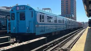 Yankee Special: 1960&rsquo;s R33/R36WF Redbirds (4) Train Departs 161 St - Yankee Stadium + Horn Salute!!!