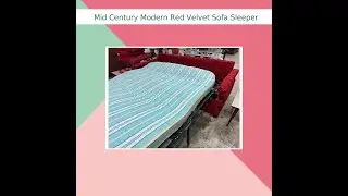 Mid Century Modern Red Velvet Sofa Sleeper