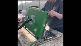 Seeding 288 trays of petunias with Deb