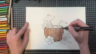 How To Draw A Summer Coconut Drink
