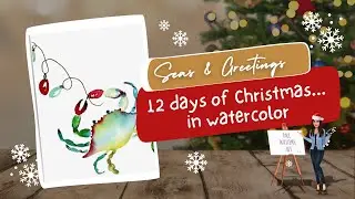 🎄🦀 | Easy Watercolor Christmas Crab Tutorial (No Voiceover)Seas & Greetings