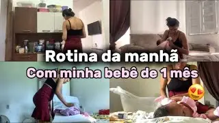 Minha rotina da manhã sozinha com minha bebê de 1 mês! 👩🏻‍🍼🩷 