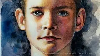SPEED PAINTING Watercolor and Colored Pencils Portrait by Christine Karron