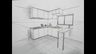 How To Draw a Simple Kitchen Set in 2 Point Perspective #12