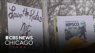 Natural gas customers protest for lower rates outside NIPSCO headquarters