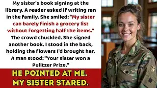 'She can't finish a grocery list,' she laughed. Then a Marine stood: 'She won a Pulitzer Prize.'