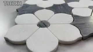 Thassos White Marble Magnolia Flower Mosaic Tile w/ Bardiglio Gray Honed - T9E7XH