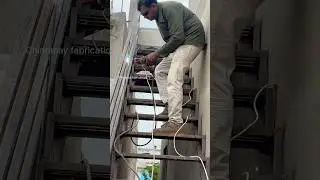 Installing a heavy-duty iron stairs  #stairdesign #stairs #construction #house #welding #home
