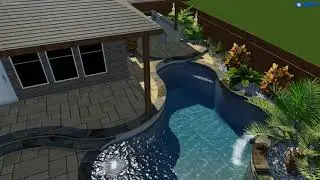 Hardin Freeform Pool with Water Features and Outdoor Kitchen