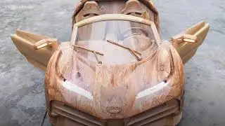 Ride in style  'car penter' dad builds wooden Bugatti for son