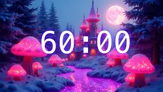 60 Minute Timer | Relaxing Music | Fantasy River with Glowing Mushrooms and Castle 🏰