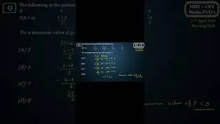 🎯 MHT-CET Maths | Probability Distribution | MCQ Practice 🎯 #mhtcet2026 #mhtcetmcq #shortsvideo