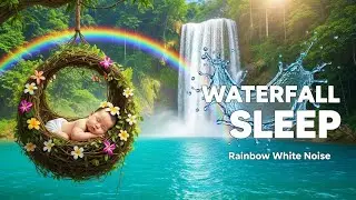 Magical Waterfall Sleep Music 🌈 Rainbow White Noise & Pan Flute 🦜 Tropical Sleep