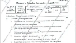 SNDT Mathematics Language Education Question Paper 2022 | SNDT University, Mumbai