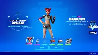 Summer Skye Skin Gameplay - Fortnite August Crew Pack Gameplay Review in Fortnite Chapter 2 Season 7