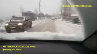Driving: Lebanon Road Trip: Mayrouba, Faraya, Lebanon (in Snow) (2019-01-06)