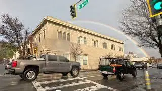 Rainbow sighting motorcycle ride rain