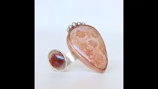 RoffJewellery - Fossil coral & dendritic agate ring