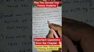 Important Questions from Colonial Cities || +2 2nd Year Arts || History