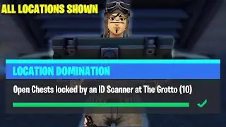 Open Chests locked by an ID Scanner at The Grotto - All Locations - Location Domination Fortnite