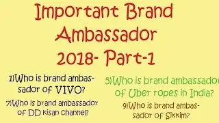 Brand Ambassador 2018 for All Competitive Examination|| Part-1||Akshara concepts