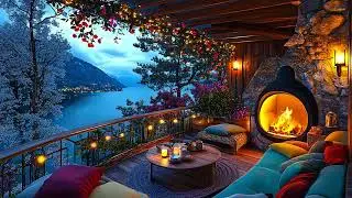 Serene Spring Terrace with Nostalgic Piano Jazz | Warm Coffee Escape in Luxurious & Tranquil Retreat