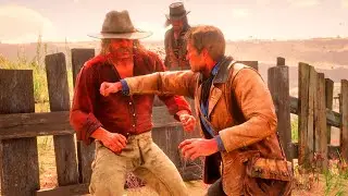 Micah Bell vs Arthur Morgan & John Marston | RDR2 Hand to Hand Combat