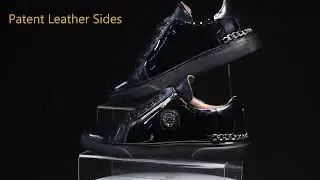 Golden Chain Embellished Zipper Leather Sneakers | Brune & Bareskin | Voganow.com