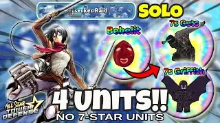 Solo Berserker Raid (No 7-Stars: 4 Banner Units Only!) | All Star Tower Defense Roblox | astd