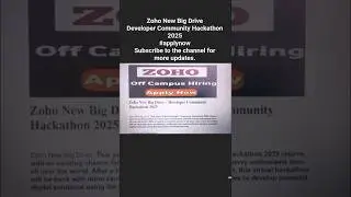 Zoho Hackathon 2025 is HERE! Don&rsquo;t Miss This Chance! 🚀🔥#job #jobsearch #freshers #shorts #trending