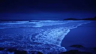 4K Ocean Sounds: 3 Hours of Rolling Waves at Night to Sleep & Study (Cornwall, England)
