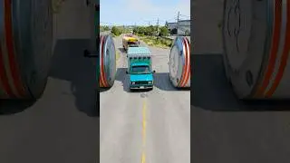 Trucks & School Bus vs Hydraulic Crush - BeamNG.Drive