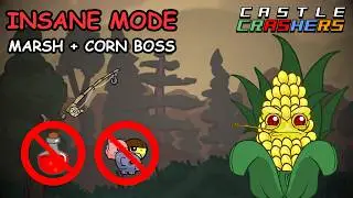 Castle Crashers - Insane Mode Solo - Marsh & Corn Boss - No Potions, No Pet, Fishing Rod