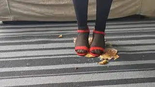 muffins crushed and squashed under my red high heel sandals