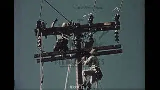 Workers Put Up Telephone Poles, 1950s - Archive Film 1053752