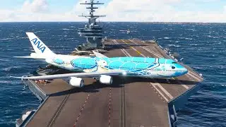 Dangerous takeoff 747 from Carrier Deck George H.W Bush