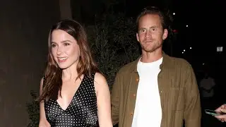Sophia Bush and her husband Grant Hughes arriving at Aaron Paul's star-studded birthday party