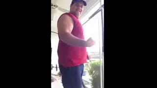 Randall Morris pec and bicep flex.