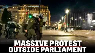 Protest outside parliament as political leaders debate Greece’s deadly 2023 train crash|Athens