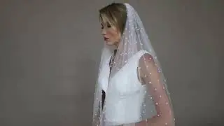 Pearl Wedding Veil, Beaded Bridal Veil, Cathedral Veil, Single Tier Veil