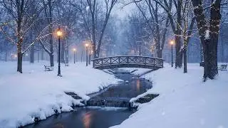 Calming Winter Stream in a Snowy Park | Peaceful Water Sounds for Sleep, Focus & Relaxation