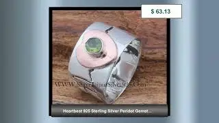 Heartbeat 925 Sterling Silver Peridot Gemstone Rose Gold Heart Ring, Handmade Silver Lifeline Pul...