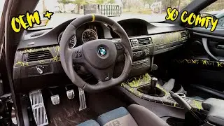 Custom e92 m3 steering install (fully reshaped and recut with Italian leather)