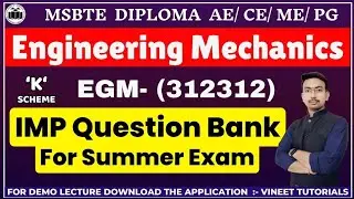 Engineering Mechanics IMP Questions Bank 2024 | Diploma Mechanics 2nd Sem | EGM IMP | Diploma | EGM