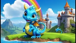 Baby Dragon Flies Over Rainbow Castles | Funny and Cute Kids Nursery Rhyme Animation