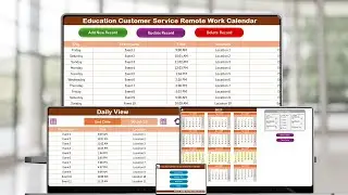Education Customer Service Remote Work Calendar in Excel