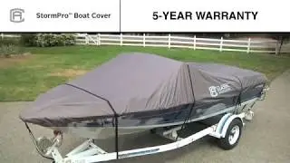 Classic Accessories StormPro Heavy-Duty Boat Cover - Charcoal, Fits 17ft.19ft. V-Hull Outboard and I