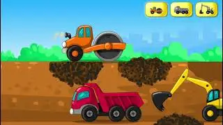 JCB cartoon construction video repairing the road