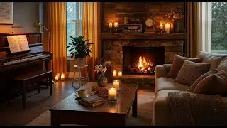 Jazz vintage instrumen piano 🎹 smooth| Cozy Fireplace 🔥 & Nostalgia Vibes