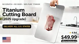 Titanium Cutting Board | 100% Pure Metal Board | No Scratches, No Odor, Lifetime Kitchen Upgrade.